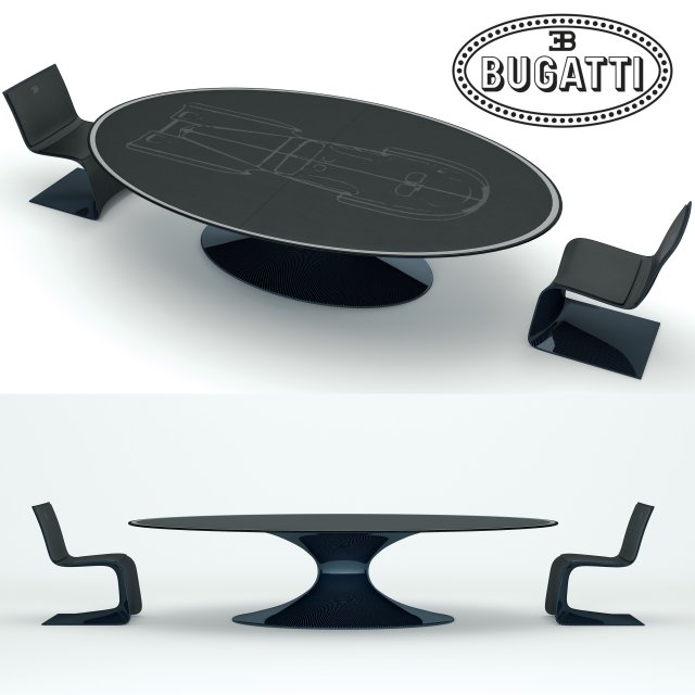 bugatti athlantic dining table 3D Модель .c4d .max .obj .3ds .fbx .stl .blend 
