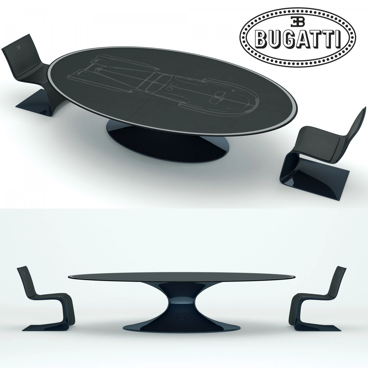mesa de comedor bugatti atl&aacute;ntico Modelo 3D .c4d .max .obj .3ds .fbx .stl .blend 