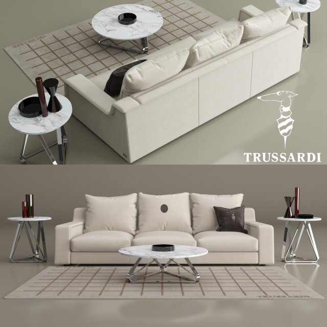 trussardi casa 914 sofa 3D Model .c4d .max .obj .3ds .fbx .stl .blend 
