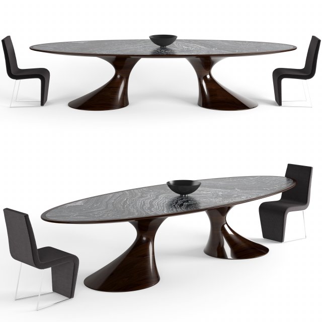 annibale colombo dining table 1412 Modelo 3D .c4d .max .obj .3ds .fbx .stl .blend 