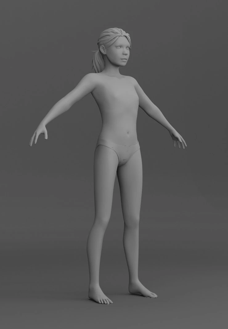 어린이 3D 모델 .c4d .max .obj .3ds .fbx .stl .blend 