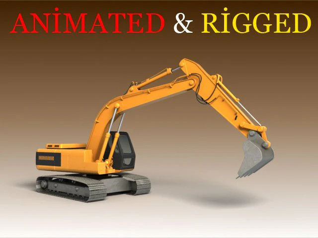 excavator animated rigged 3D Model .c4d .max .obj .3ds .fbx .stl .blend 