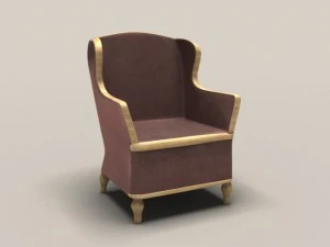 sill&oacute;n con respaldo orejero Modelo 3D
