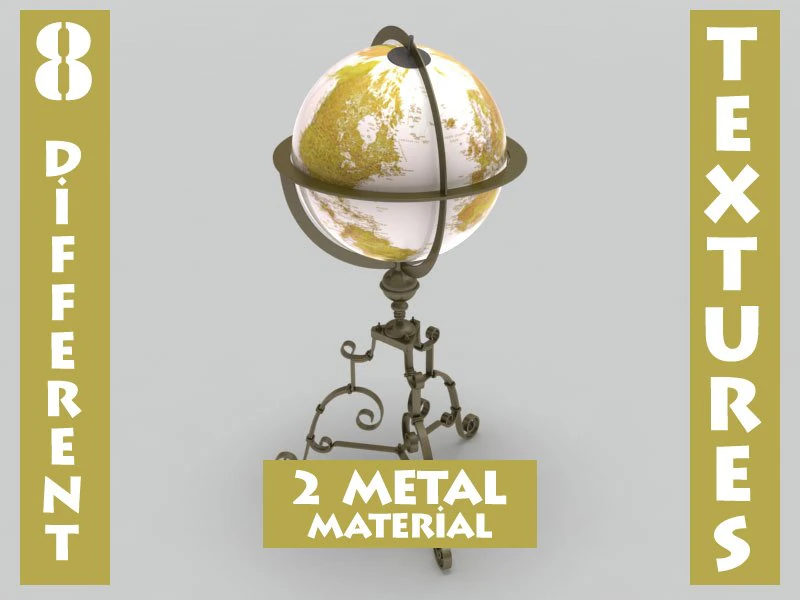 antique globe  stand 3D Model .c4d .max .obj .3ds .fbx .stl .blend 