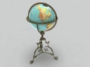 antique globe  stand 3D Model
