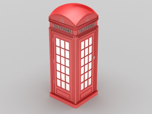 classic british phone booth metal 3D 模型 .c4d .max .obj .3ds .fbx .stl .blend 