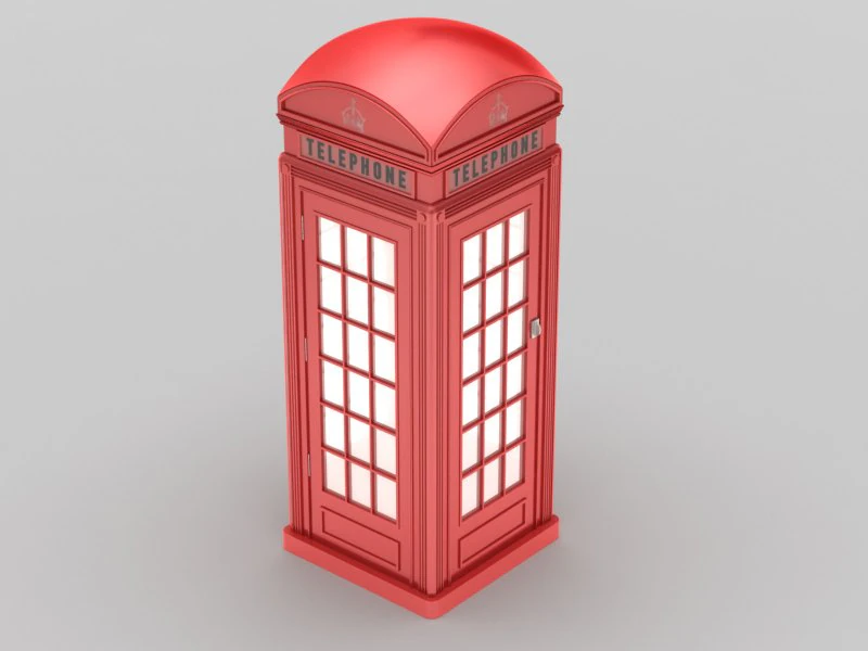 classic british phone booth metal 3D Model .c4d .max .obj .3ds .fbx .stl .blend 