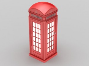 classic british phone booth metal 3D Model