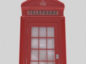 classic british phone booth metal 3D Model