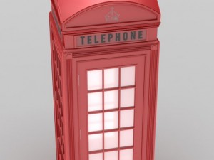 classic british phone booth metal 3D 模型
