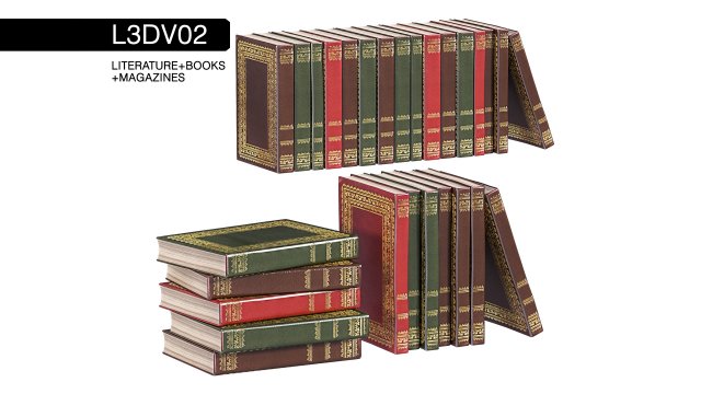 l3dv02g03 - books set Model 3D .c4d .max .obj .3ds .fbx .stl .blend 