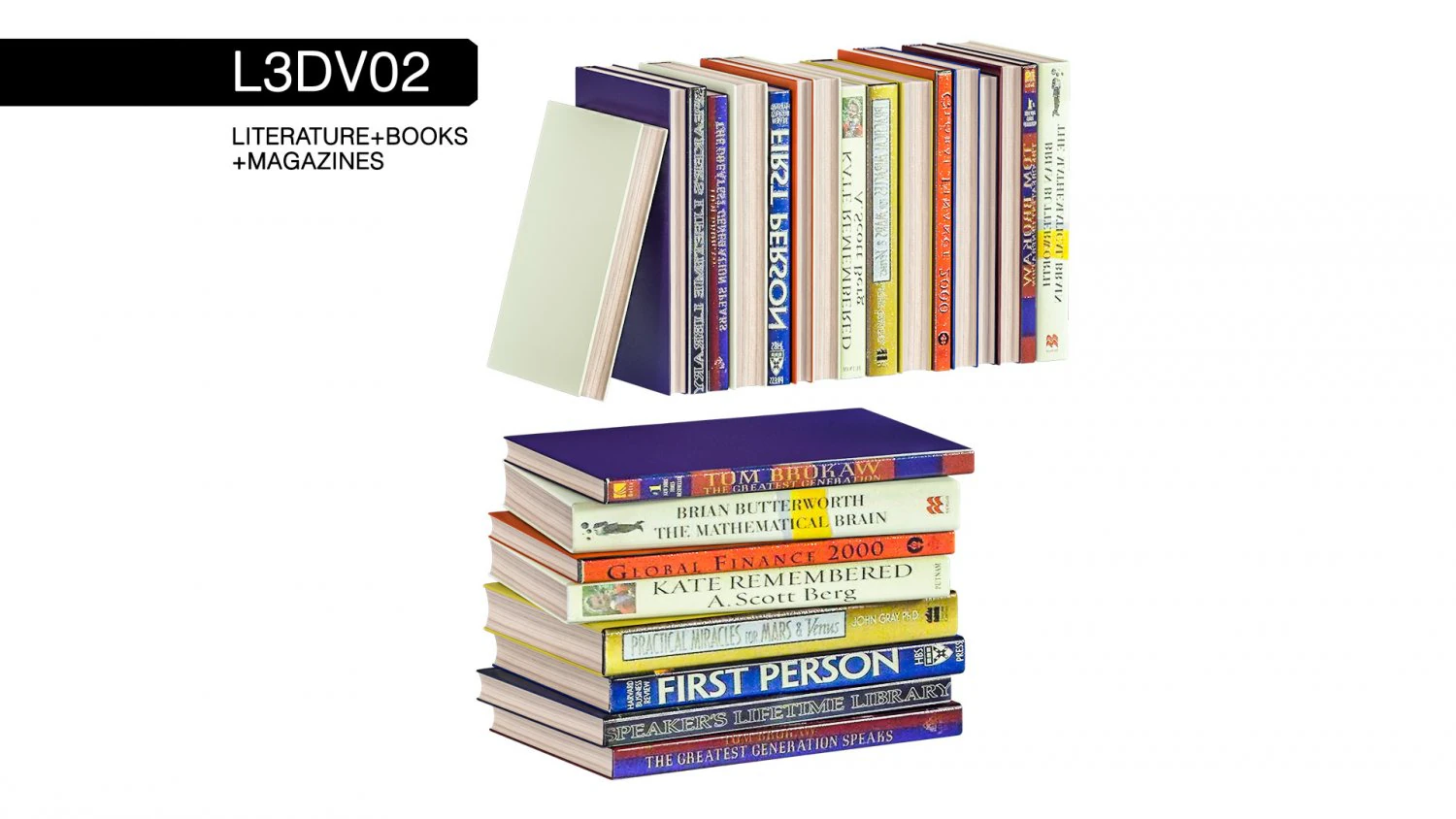 l3dv02g07 - books set 3D Model .c4d .max .obj .3ds .fbx .stl .blend 