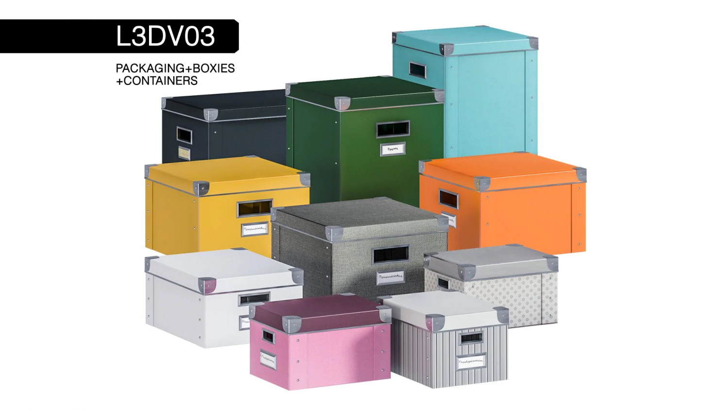 l3dv03g01 - boxes set 3D Model .c4d .max .obj .3ds .fbx .stl .blend 