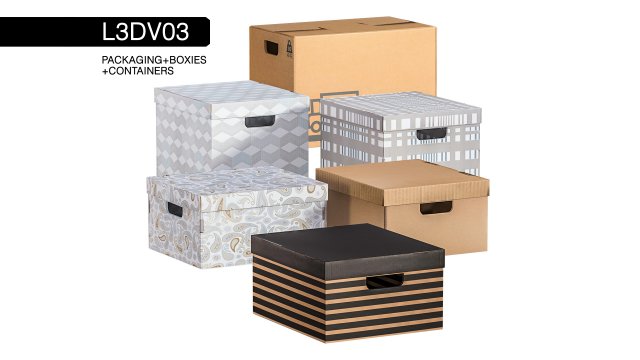 l3dv03g02 - boxes set Model 3D .c4d .max .obj .3ds .fbx .stl .blend 