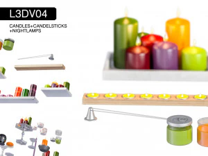 l3dv04g01 - candles candlesticks set 3D Model