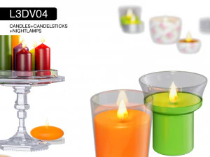 l3dv04g01 - candles candlesticks set 3D Model