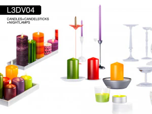 l3dv04g01 - candles candlesticks set 3D Model