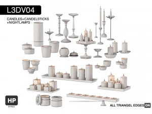 l3dv04g01 - candles candlesticks set 3D Model