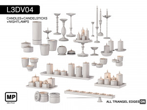 l3dv04g01 - candles candlesticks set 3D Модель
