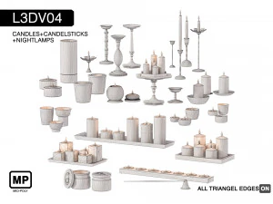 l3dv04g01 - candles candlesticks set 3D Model
