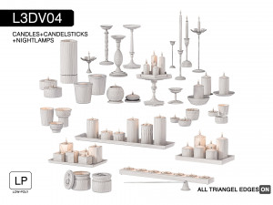 l3dv04g01 - candles candlesticks set 3D Модель