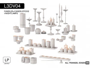l3dv04g01 - candles candlesticks set 3D Model