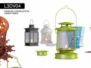 l3dv04g02 - nightlamps candlesticks set 3D 模型