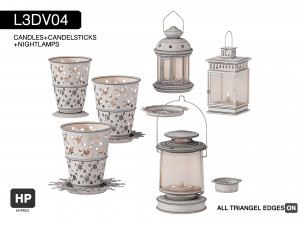 l3dv04g02 - nightlamps candlesticks set 3D 模型