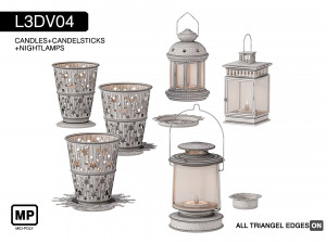 l3dv04g02 - nightlamps candlesticks set 3D 模型