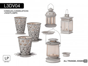 l3dv04g02 - nightlamps candlesticks set 3D 模型