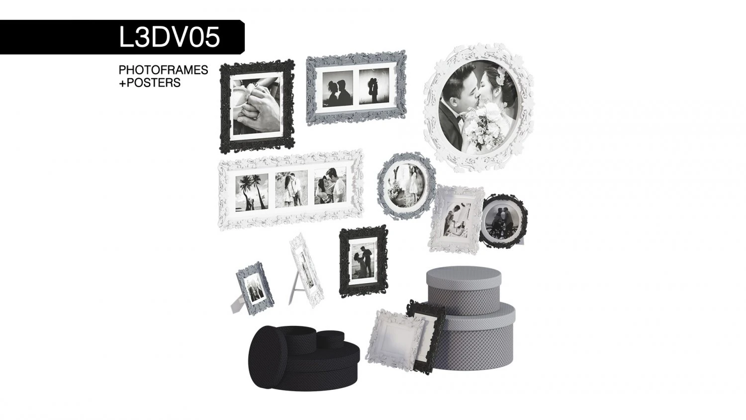 l3dv05g05 - photo frames boxes set 3D Model .c4d .max .obj .3ds .fbx .stl .blend 