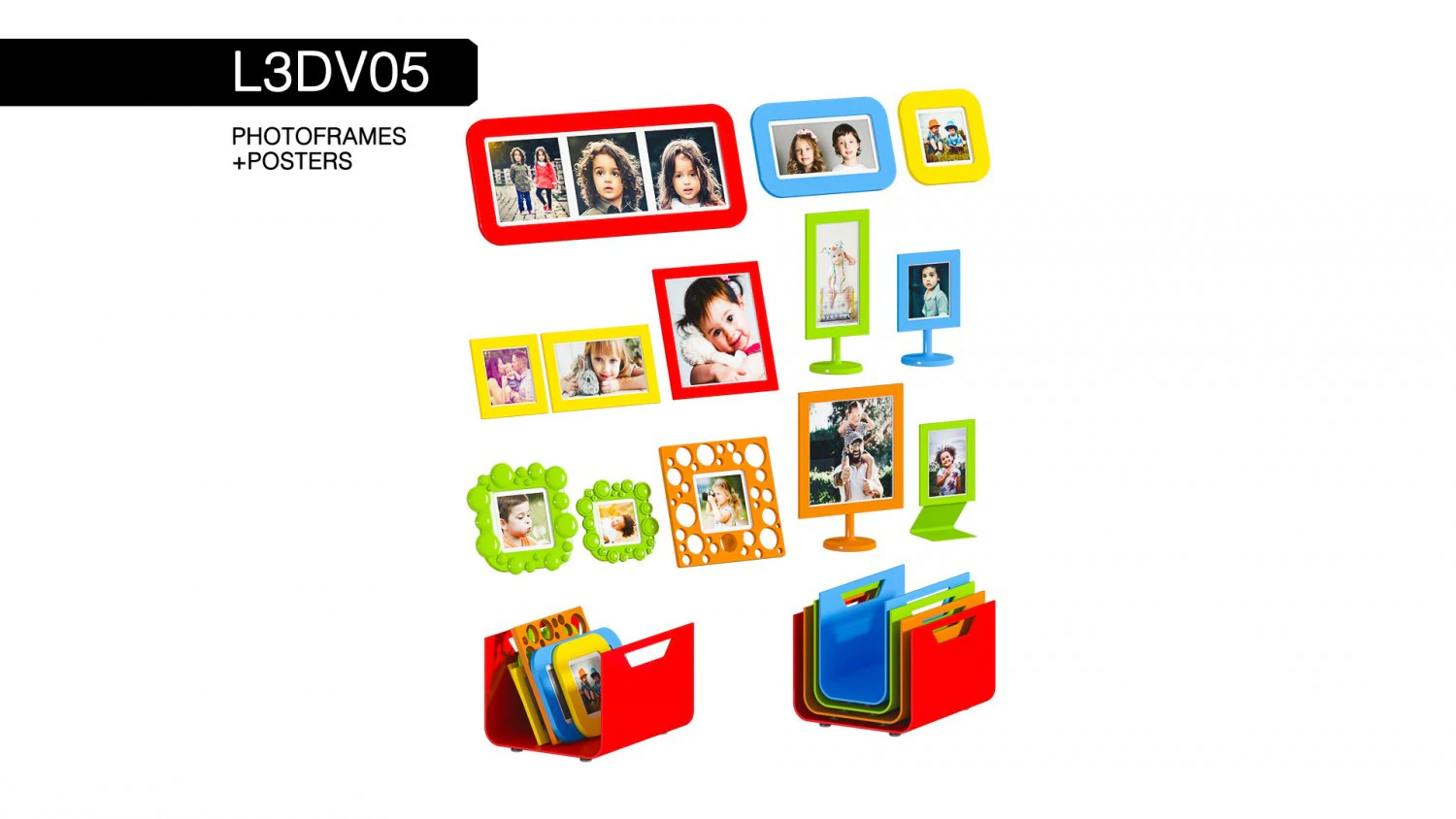 l3dv05g06 - photo frames holders set 3D Model .c4d .max .obj .3ds .fbx .stl .blend 