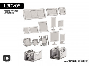l3dv05g06 - photo frames holders set 3D Модель