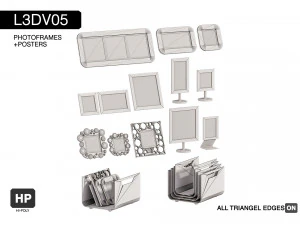 l3dv05g06 - photo frames holders set 3D Model