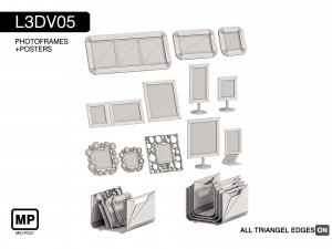 l3dv05g06 - photo frames holders set 3D Модель