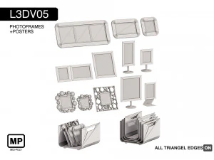 l3dv05g06 - photo frames holders set 3D Model