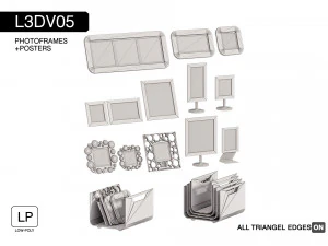 l3dv05g06 - photo frames holders set 3D Model