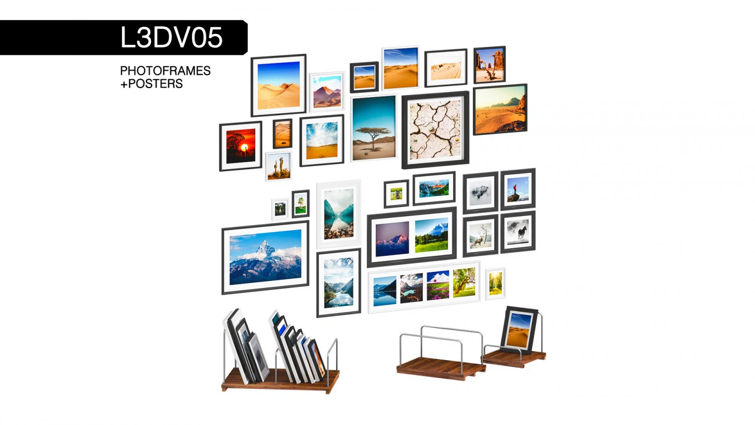 l3dv05g07 - photo frames holders set 3D Model .c4d .max .obj .3ds .fbx .stl .blend