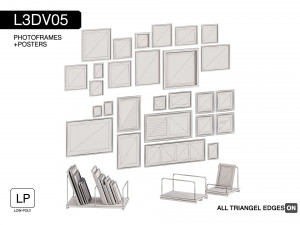 l3dv05g07 - photo frames holders set 3D Модель