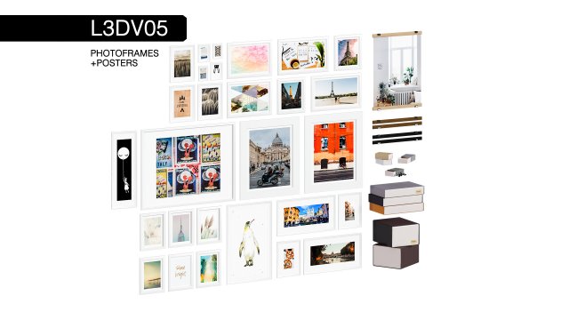 l3dv05g08 - photo frames boxes set 3D Модель .c4d .max .obj .3ds .fbx .stl .blend 