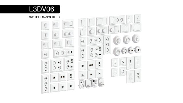 l3dv06g01 - wall switches sockets set 3D 模型 .c4d .max .obj .3ds .fbx .stl .blend 