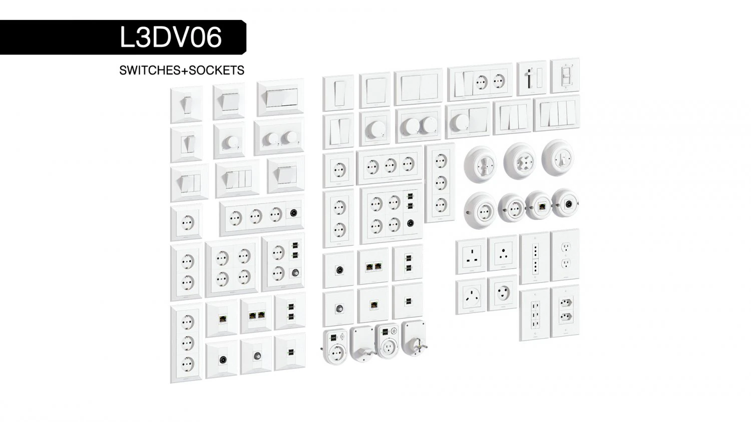 l3dv06g01 - wall switches sockets set 3D Model .c4d .max .obj .3ds .fbx .stl .blend 