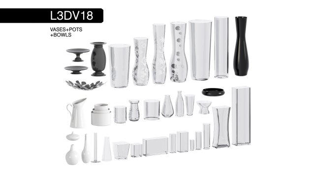 l3dv18g01 - vases bowls set 3D 모델 .c4d .max .obj .3ds .fbx .stl .blend 