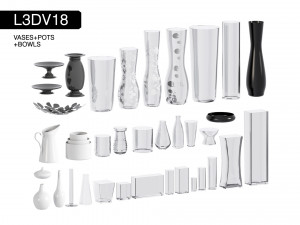 l3dv18g01 - vases bowls set 3D Модель