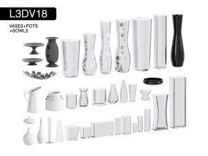 l3dv18g01 - ensemble vases et bols Modèle 3D