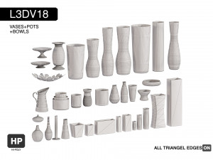 l3dv18g01 - vases bowls set 3D 모델