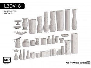 l3dv18g01 - vases bowls set 3D 모델