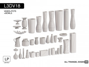 l3dv18g01 - vases bowls set 3D 모델