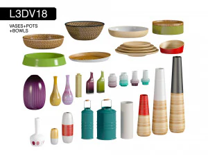 l3dv18g02 - conjunto de tigelas para vasos Modelo 3D