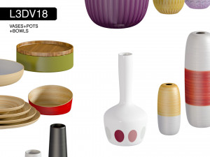 l3dv18g02 - vases bowls set 3D Модель